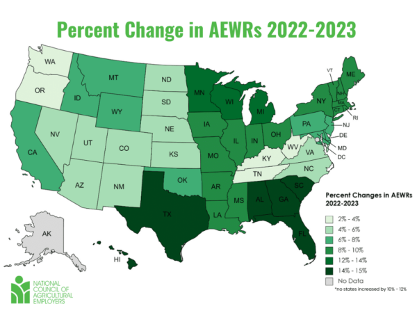 Percent Change In AEWRs 2022 2023